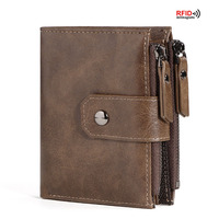 Porte-monnaie en cuir PU pour homme, porte-cartes de crédit, sac d'argent, portefeuille vintage, blocage RFID, fermeture éclair, nouveau, 2024 1